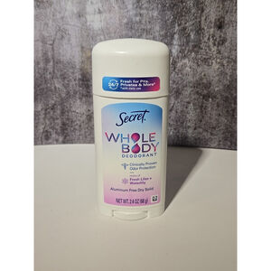 Secret Whole Body Alum. Free 72HR Deodorant Stick Lilac & Waterlily, 2.4 oz(160)